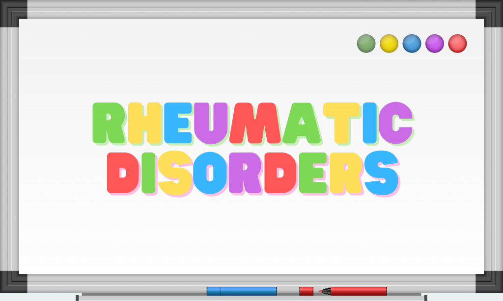 whiteboard animation with colourful words rheumatic disorders