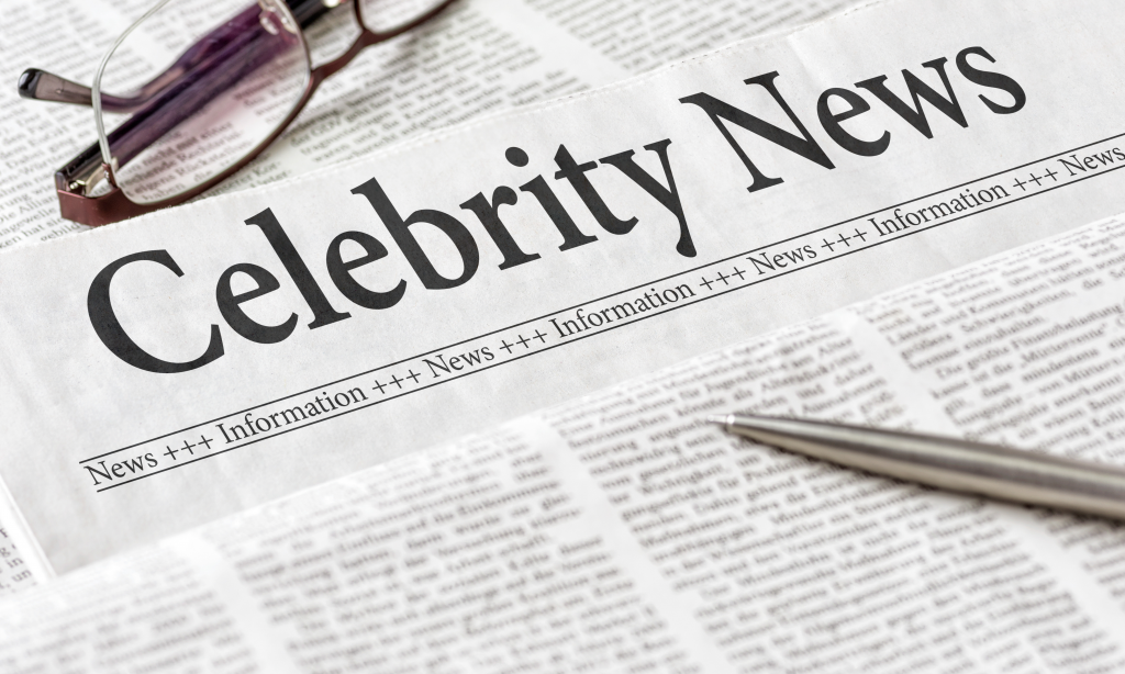 newspaper with the title celebrity news