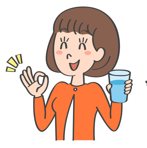 animated illustration of a woman enjoying a glass of water